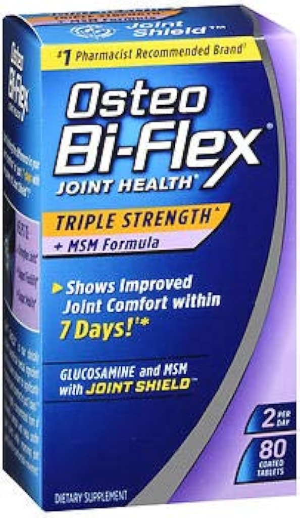 Osteo Bi-Flex Skupno zdravje Trojna moč + MSM Formula Skupni ščit + glukozamin - 80 Obložene tablete