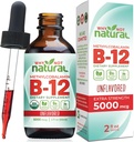 Zakaj ne naravni organski vitamin B12 Tekoča - Podjezična ekstra moč 60 x 5000 mcg Metilkobalamin kapljice, Vegan, čim bolj povečati absorpcijo in energijo