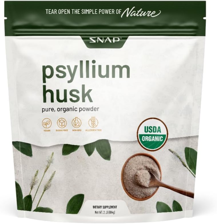 Snap dopolnila Psyllium Husk USDA Organski prašek, Podpora zdravo drobovje, čiščenje Prebavni sistem, AIDs Prebavno zdravje, Ne-GMO, Čisti organski prašek, 2LB