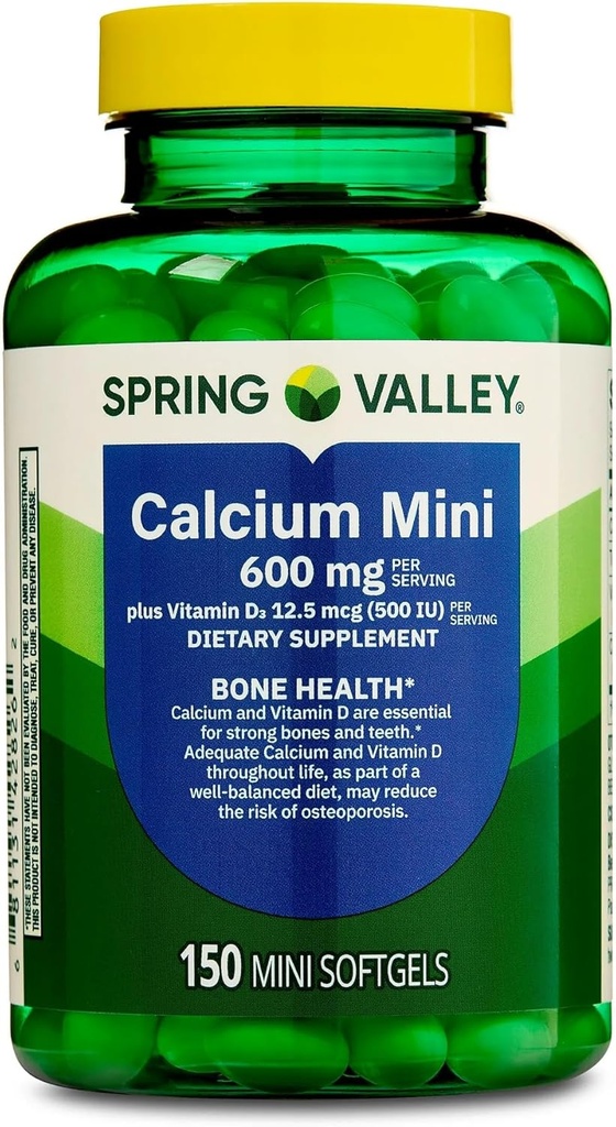 Kalcij dodatek z vitaminom D3-600mg Kalcij za zdravje kosti, 150 Mini softgels, Essential Calcium in Vitamin D3 Podpora
