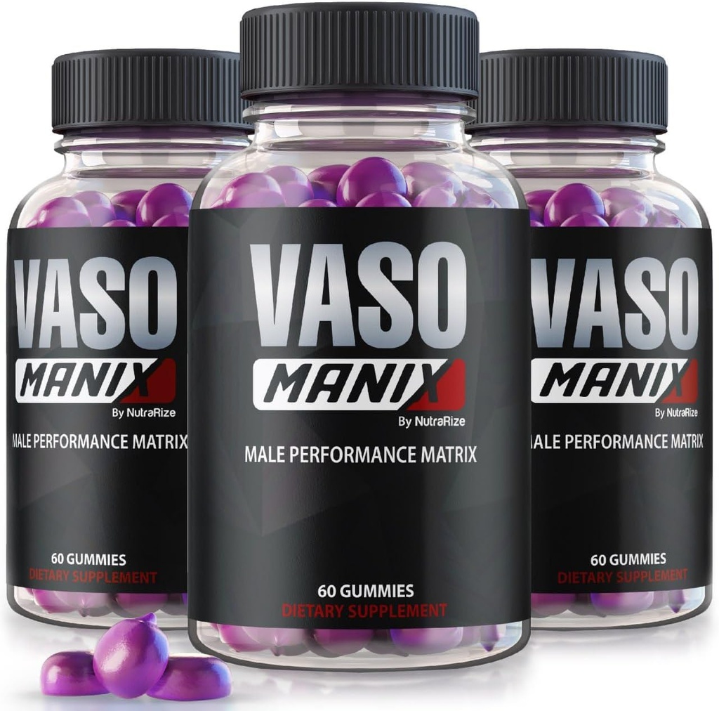 (3 Pack) VasoManix Gumies, Vaso Manix Classic moški dodatek, Vse naravne formule za moške, Premium Gummy za podporo uspešnosti, Zaupanje in splošno zdravje, Uradna mnenja (180 Gummies)
