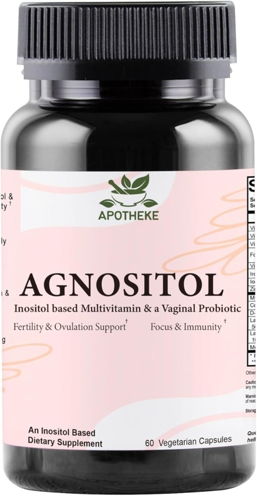 AGNOSITOL Prenatal Vitamin, Vaginalni probiotik s SMART Bakterije, Plodnost, Ovulacija & PCOS Podpora, Hormone Balance & Vaginal Health dodatek. inozitol 40:1, folna kislina, vitamini D3 B6/1