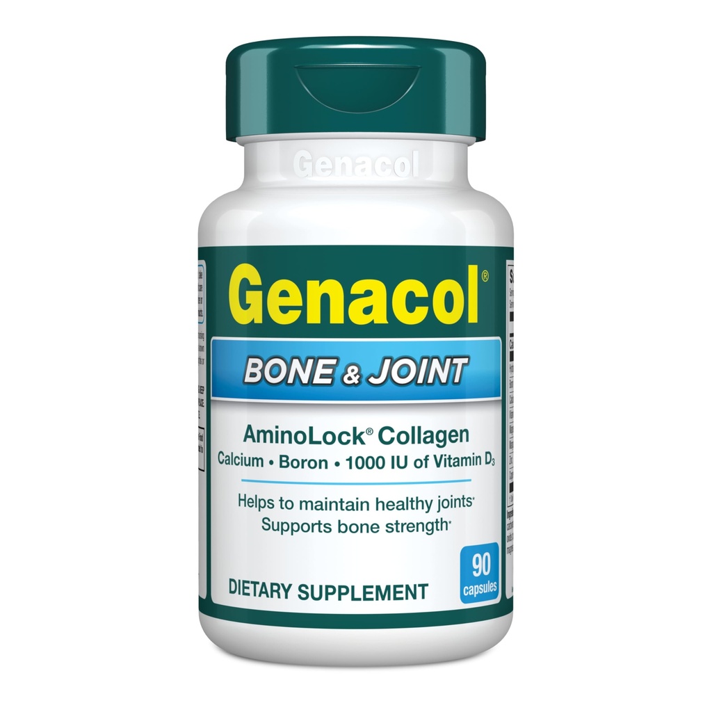 Genacol Bone & Joint – kalcij, vitamin D3, Boron & Ultra-Hidralizirani kolagen, zdravstvena dopolnila, podpira kostna moč, 90 kapsul (oskrba 30 dni)