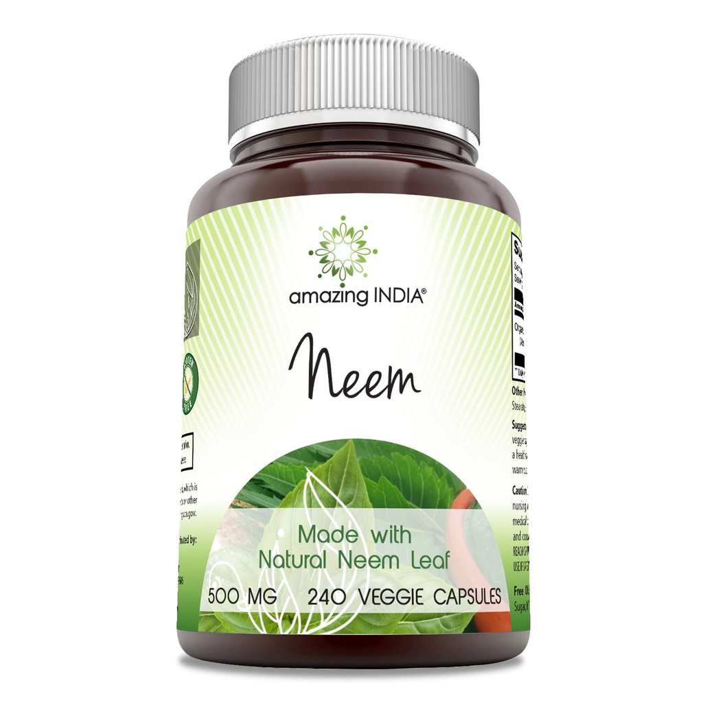 Osupljiva Indija Neem (Made with Natural Neem Leaf) 500 mg Veggie Kapsule Supplement 