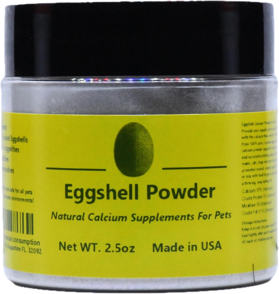 2.5oz Pure Eggshell Kalcijev dodatek za hišne ljubljenčke - naravni vir kalcija iz prave jajčne lupine Primeren za akvarije, kozice, polž, rake, nevretenčarje, pse, mačke in druge hišne živali