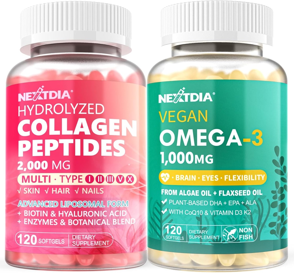 Hidrolizirane tablete kolagen peptidov + Vegan Omega 3 dodatek z vitaminom D3 K2