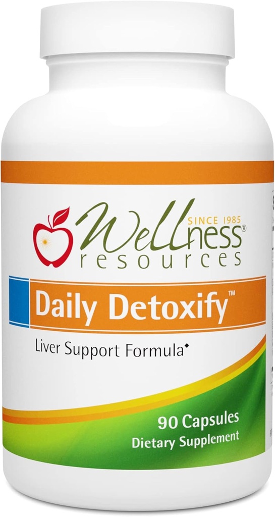 Wellness Resources Daily Detoksify with Silymarin, Dandelion, RA Lipoic Acid, NAC, Klorella in More za podporo jeter in celovito razstrupljanje (90 kapsul)