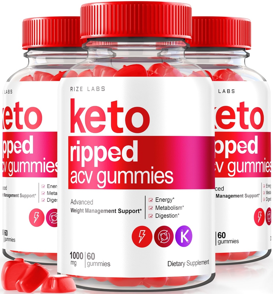 Rize laboratoriji (Pack 3 Keto Ripped ACV Gumies, Uradna Keto ACV Gumies Napredna podpora za izgubo teže, Vse naravne Apple Cider Vinegar, Premium Keto Plus ACV Gomitas Mnenja (180 Gumies)