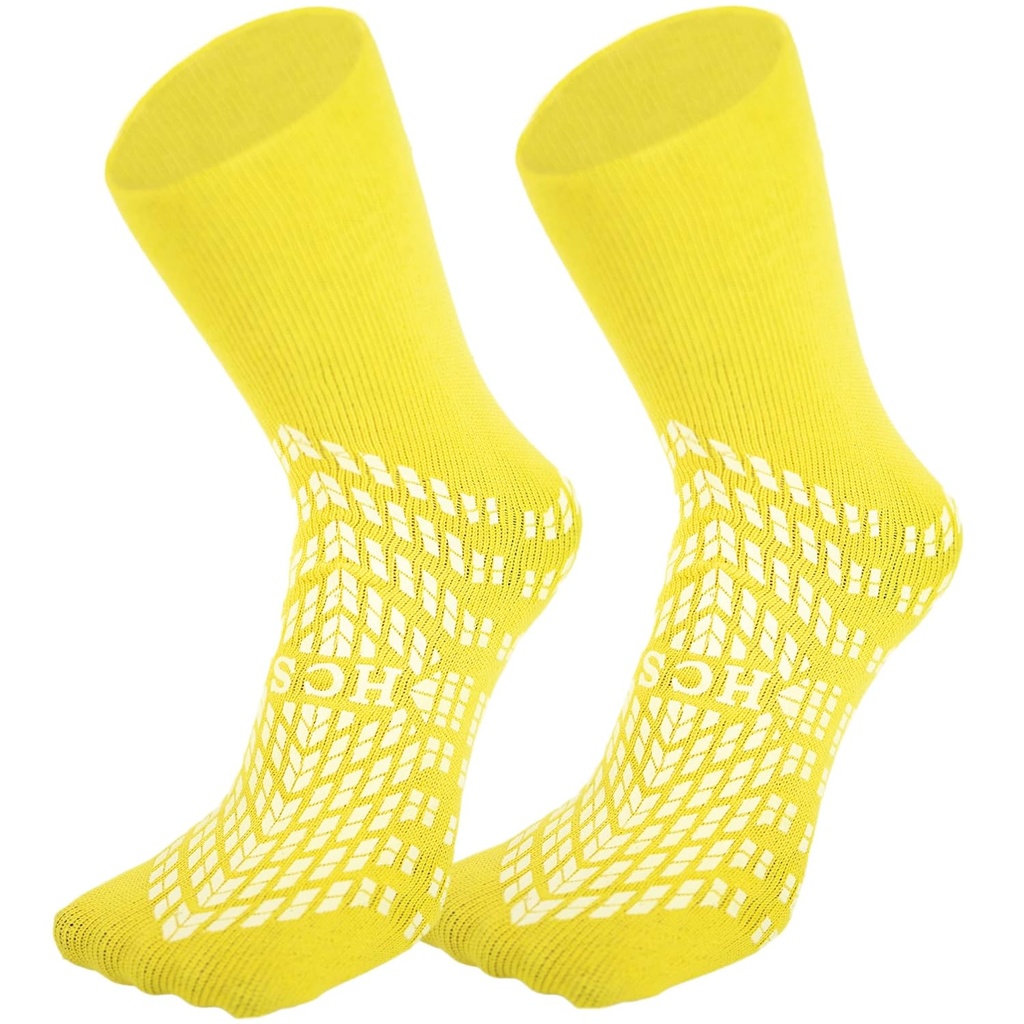 HCS Non-Slip Bolnišnice nogavice z Grips za ženske in moške (6 Pairs) - 360 All-All-Slip Nock, Starejši / Seniorji - Bolnišnice Grip nogavice, Ženske, Moški - Pad tveganja bolnikov Slippers (Yellow, Redni)