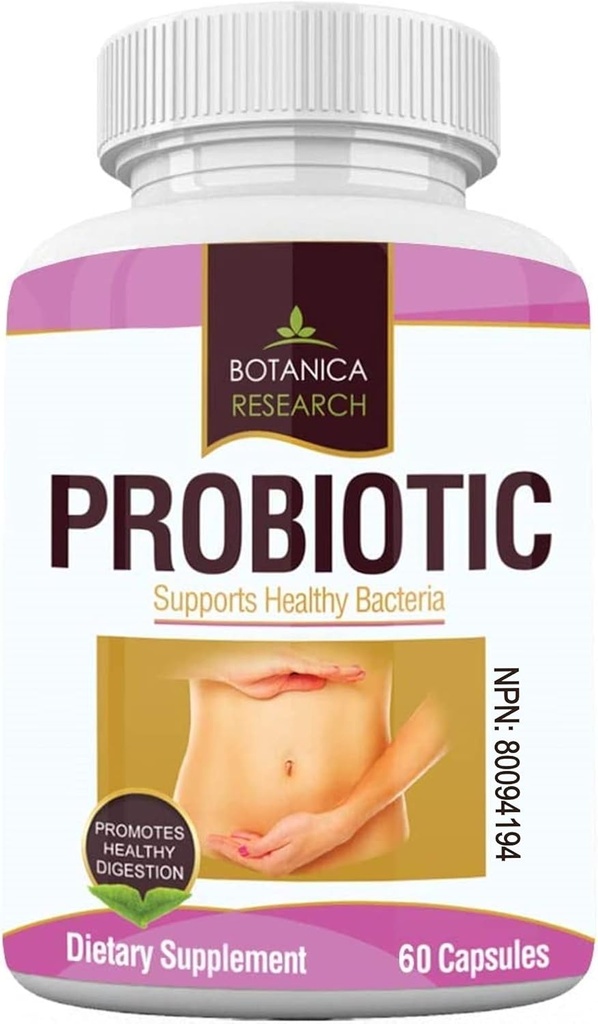 Probiotiki Vse naravno zdravje dopolnilo za ženske in moške z laktno kislino Bakterije za Gut, Kvas podpora 60 Oral Flora kapsule za dnevno uporabo. Izdelano v Ameriki z Botanica Raziskave