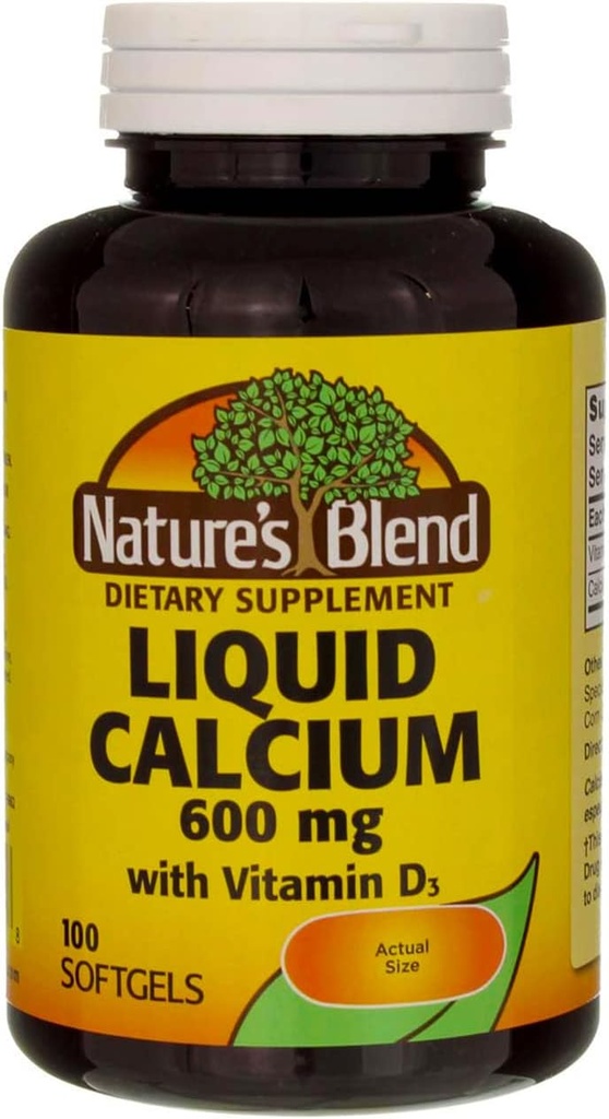 Tekoči kalcij 600 mg z D-3 (100 kapsul) 3 PLASTENKE Skupaj 300 kapsul