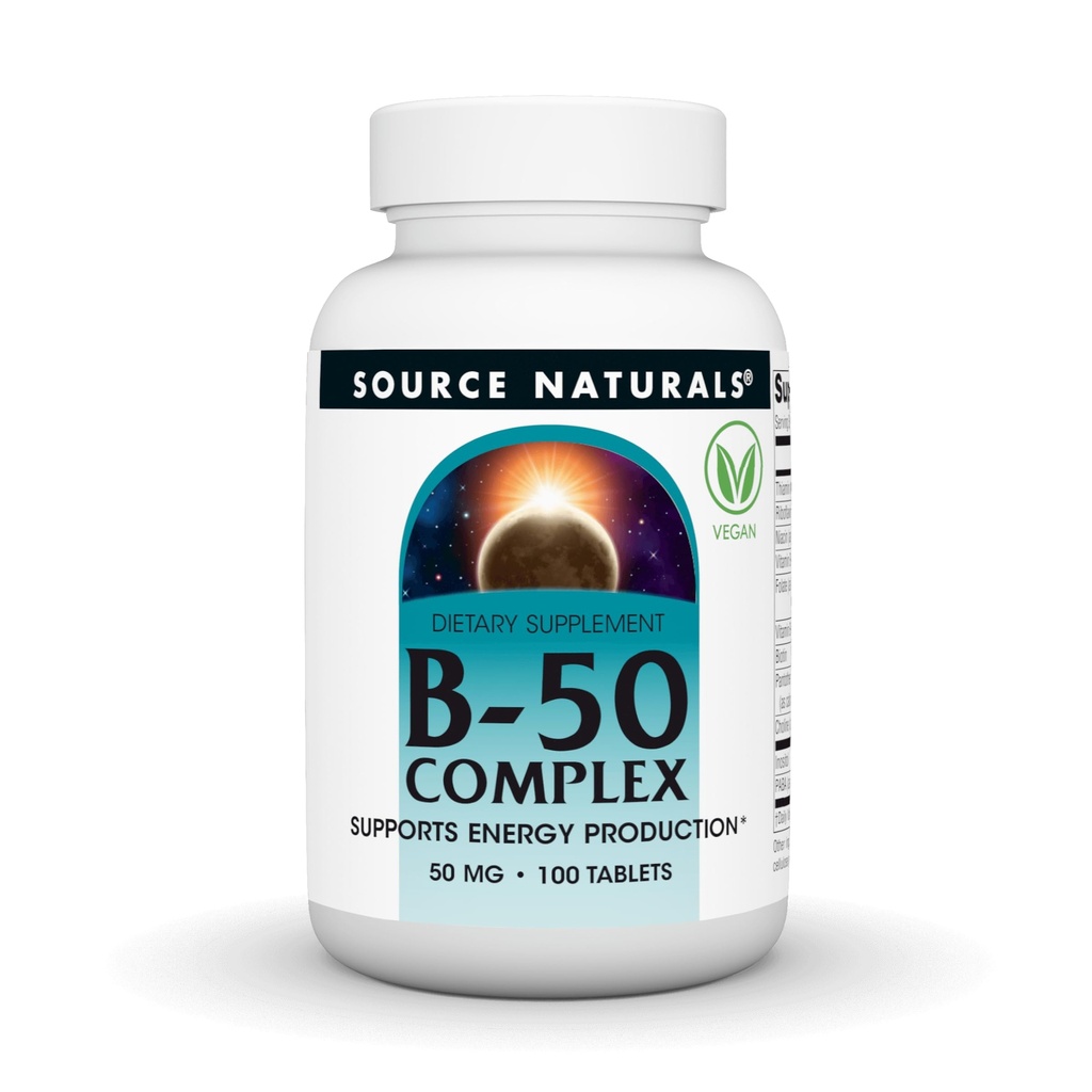 Vir Naturals B-50 Complex - Podpira proizvodnjo energije* - 50 mg - 100 tablet