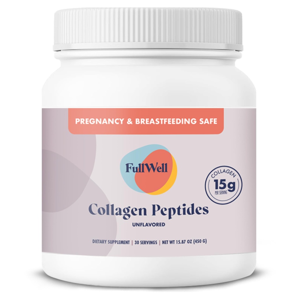 FullWell novo hidroliziran kolagen peptidi, dojenje in nosečnost varno travnato-krmni kolagen v prahu za ženske, 15g unflavored kolagen, 30 servivi