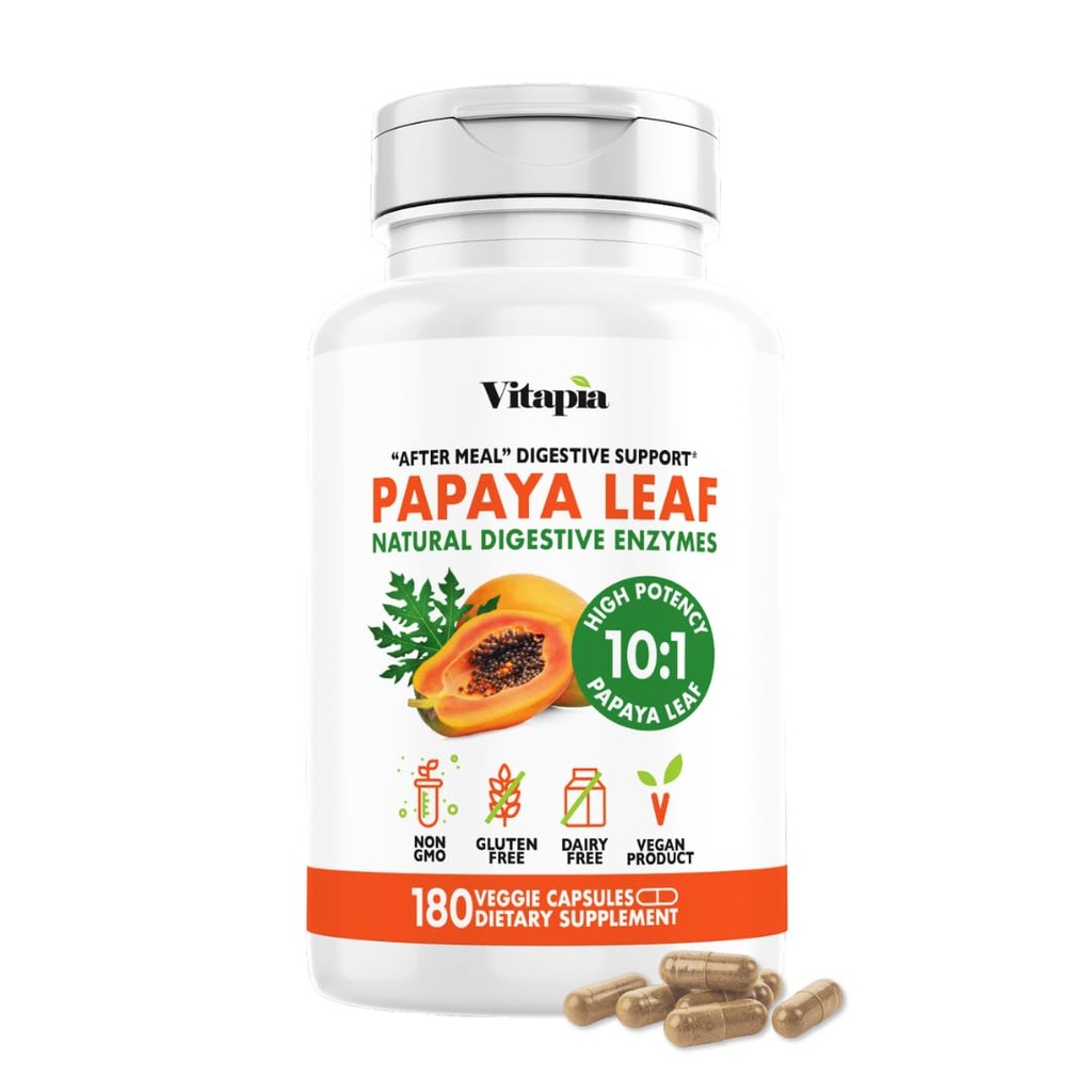 Papaya Fruit Enzyme Kapsule za prebavljanje, napenjanje, Imunska podpora za moške in ženske - 1500mg organski Papaya prašek na serviranje - 180 Veggie Kapsule - ne-GMO, Gluten-free, Vegan-prijatelj