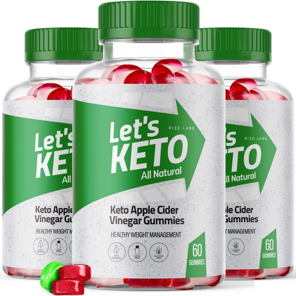 Rize laboratoriji - Lets Keto Apple Cider kis za hujšanje izguba - Napredna formula - Vse naravne sestavine (180 Gummies) (Pack of 3)