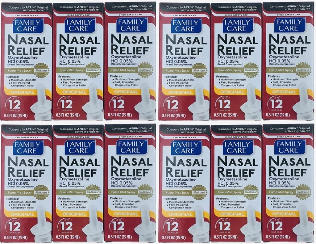 (12 pakiranje) pršilo za sproščanje nosa, 12 ur pump mist (Oxymetazolin HCL) 0, 5 fl oz