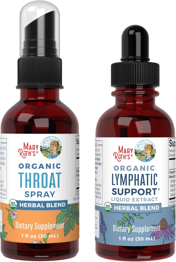 MaryRuth Organics Throat Spray (nearomatizirana) in Lymphatic Cleanse kapljice 