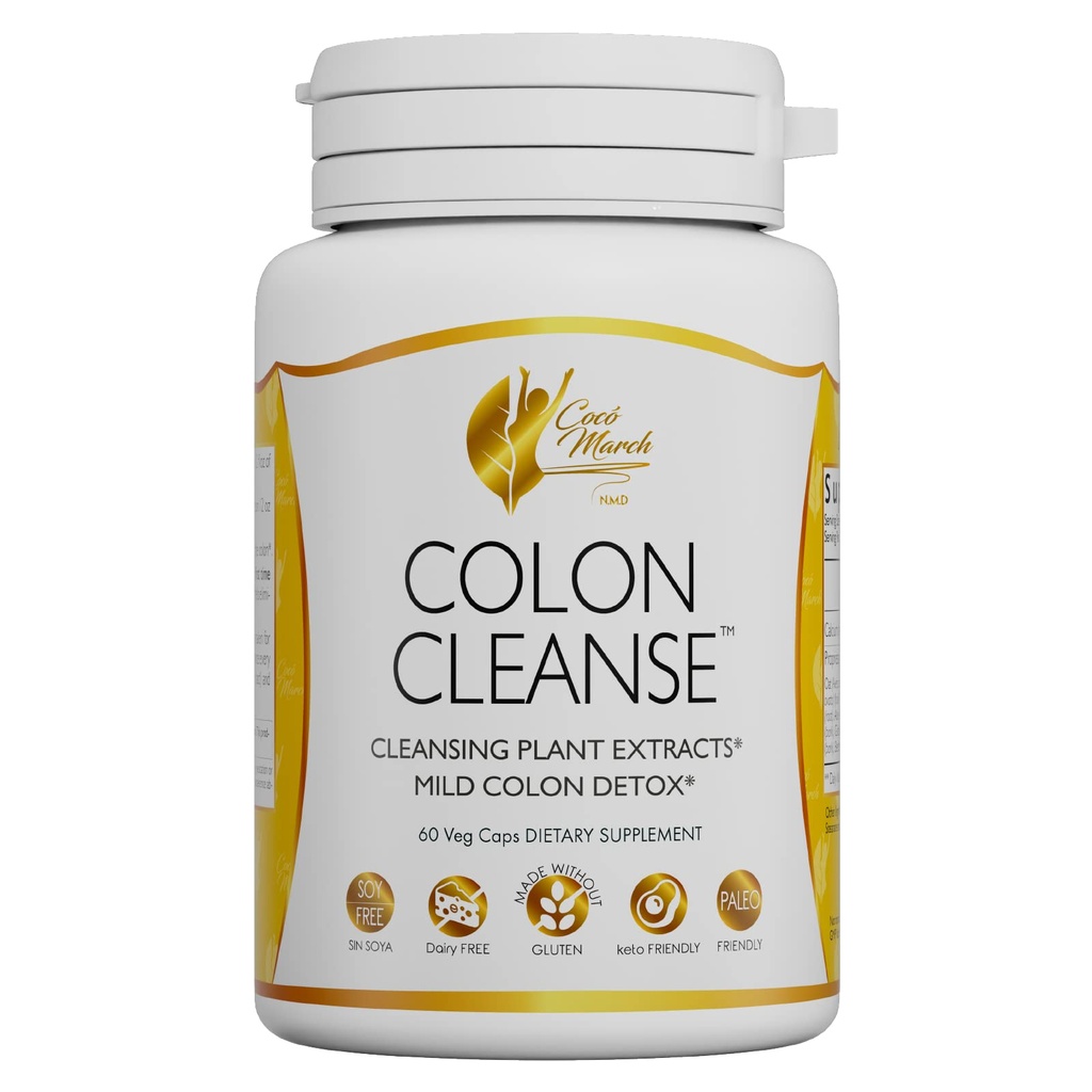 Cocó March N.M.D Cleanse Colon - prehranska dopolnila, Izvlečki čistilnih naprav, Milo Cleanse Colon - Gluten Free, Dairy Free, Soy Free, Keto prijazno, Paleo prijazno, 60 Veg Caps - 15 Serving