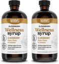 Norm's Farms Wellness Black Elderberry Syrup z medom, cimetom in klinčki - Izdelano v ZDA, Naravna Imunska podpora, Brez alkohola ali polnila, Gluten-free, Non-GMO, Vegan, Pure Elderberry Syrup - 2PK 8 Oz