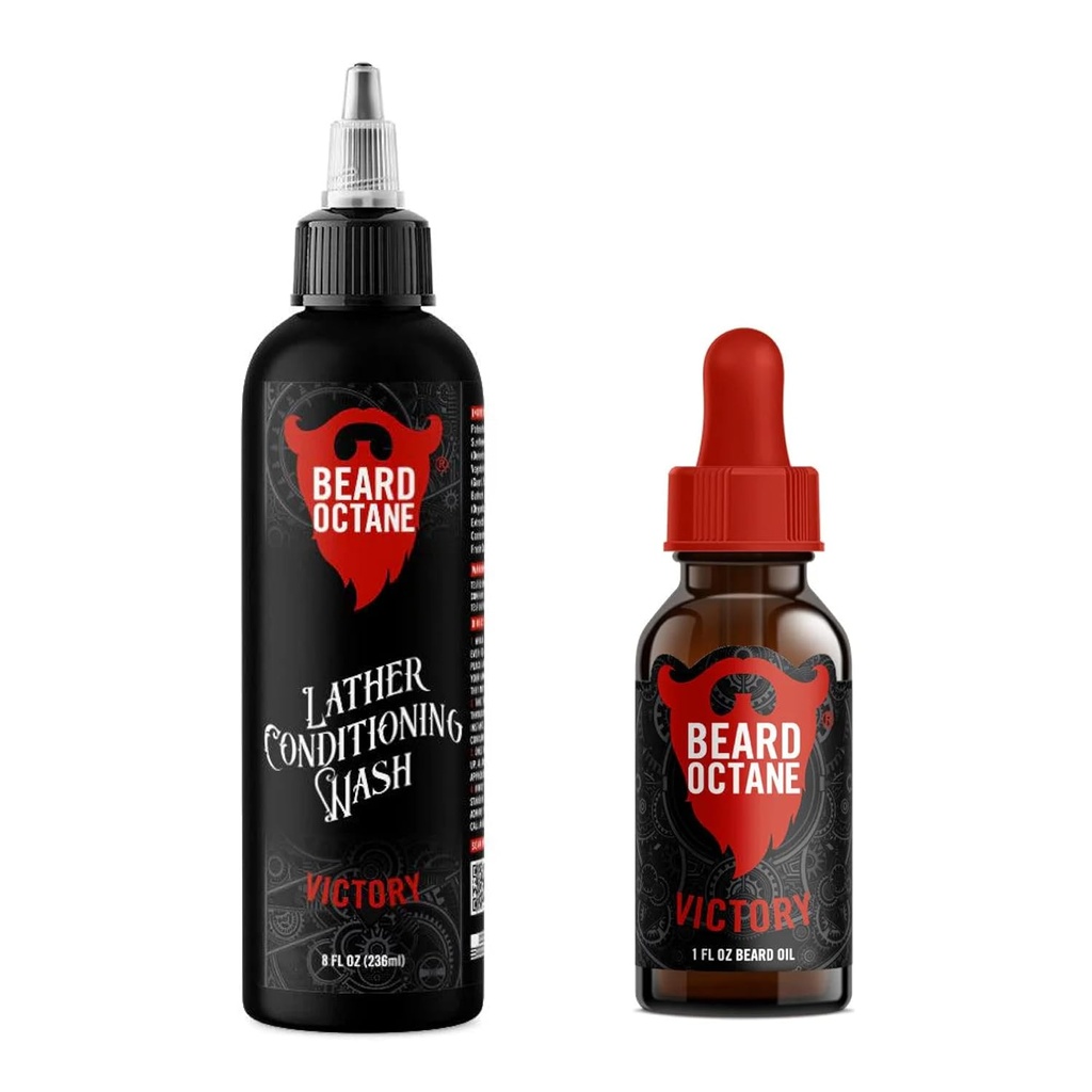 Brada Octane temeljni Brada Kit - Brada Šampon & olje - Naravna brada nega z Jojoba & Argan (Zmaga - Ginger Yuzu, Labdanum & Sveži Ozone)