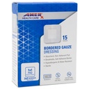 2" x 2" Obleka (1x1 Pad) AMERX Obmejen Gaze - Lepljivi pasovi - vodoodporna pregrada - self adhezivni rob - dihalno, hipoalergeno - 15 Pads na škatlo