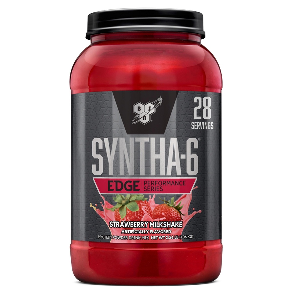 BSN SYNTHA-6 Edge Protein Powder, Jagodne Protein Powder s hidrolizirano Whey, Micellar Kazein, Milk Protein izolat, Nizki sladkor, 24g Beljakovine, Jagodni Mlečni napitek, 28 Servisi