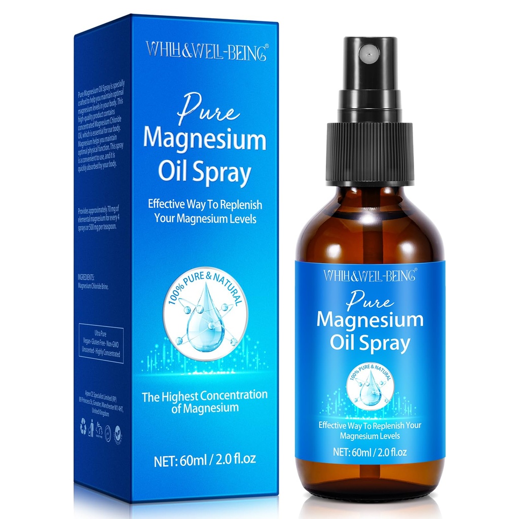 Magnezij pršilo, čisto magnezijevo olje Spray za noge, naravna sestavina v stekleni steklenici, enostaven za absorbcijo in uporabo 1Pack