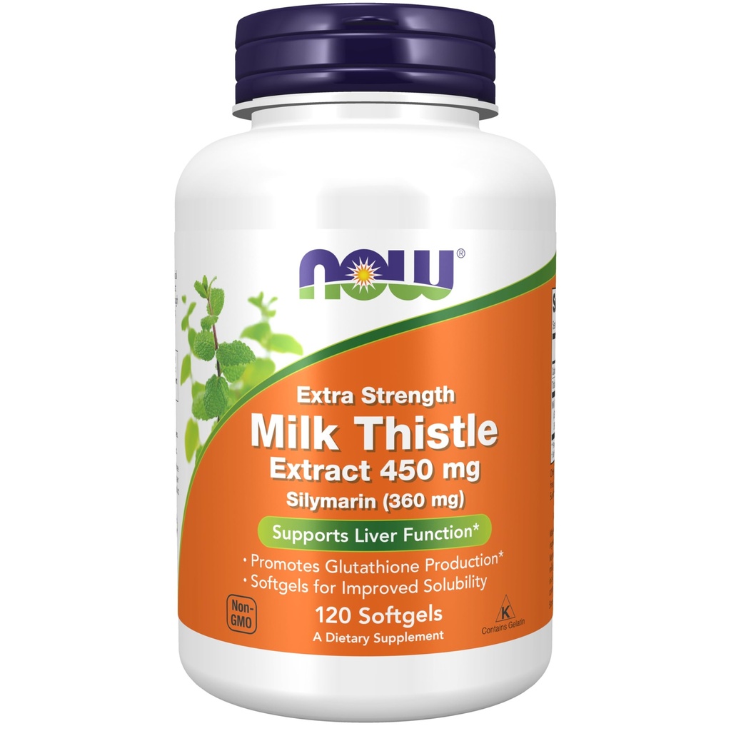 NOW Foods Supplements, Silymarin Milk Thistle Extract, ekstra moč 450 mg, 120 Softgels