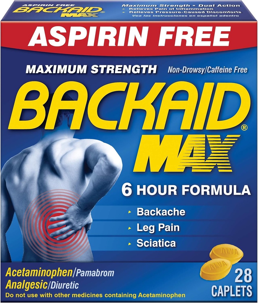 Backaid Max Relief Caplets, 28 število (Pack od 6)