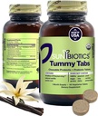 SUNBIOTICS Tummy Tabs - žvečljive probiotične in prebiotične tablete z 18 milijardami CFU-jev 4 probiotičnih sevi za dobro gut Floro, imunski sistem, in uravnotežen mikrobiom - Vanilla, (Pack of 1)