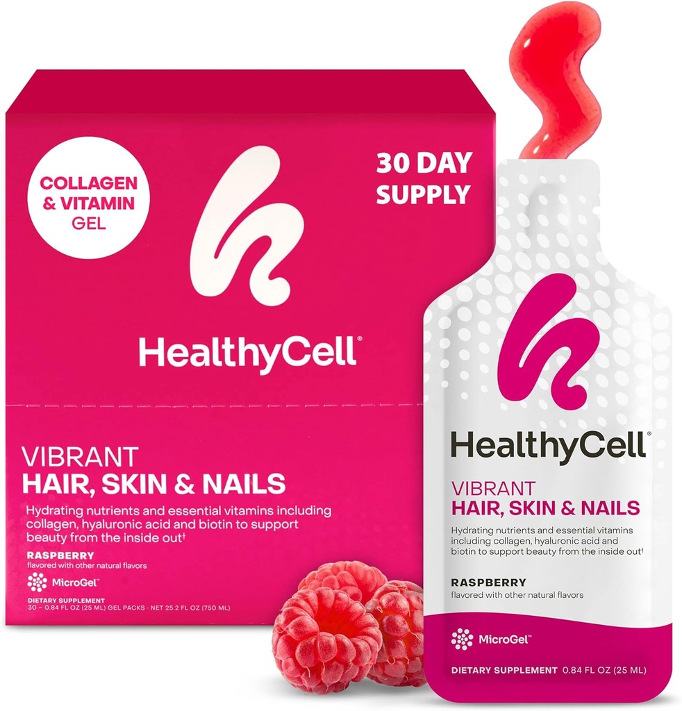 Zdrave celice Življenjska koža las in nohti Dnevno tekočinski dodatek - Lepotni dodatki z hidrativnimi hranili in esencialnimi vitamini - kolagen, biotin in hialuronska kislina - 30 Gel paketov