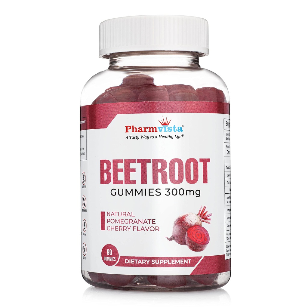 Pesa Gumies 300mg - za zdravo krožno podporo * -Naravna mešane sadne arome Non-GMO Vegan-Beet Chews- 90 Count