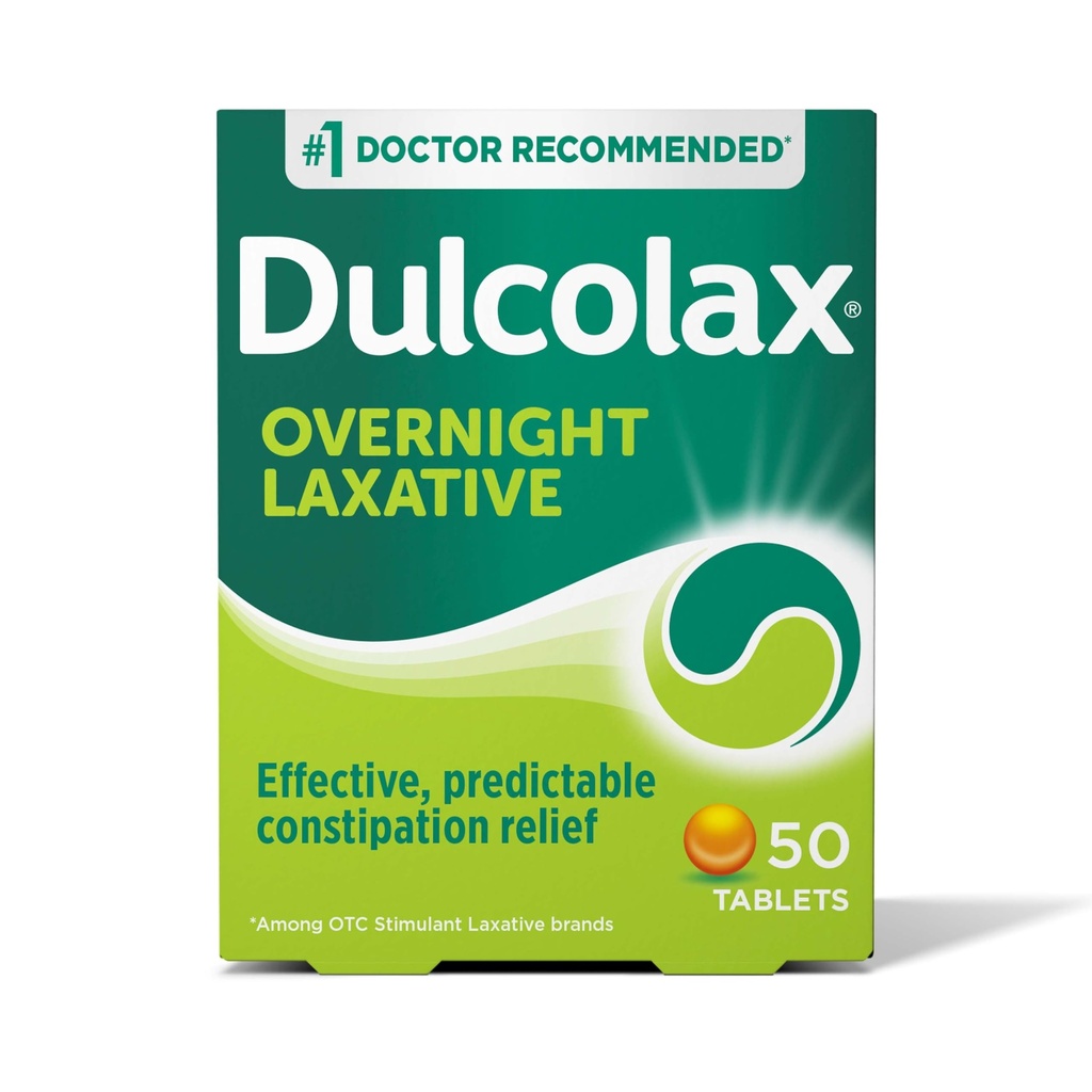 Dulcolax Stimulant Laxative tablete, Predvidljivo in učinkovito zaprtje Relief, Olajša usposabljanje in napenjanje, Bisacodil 5 mg, 50 Število