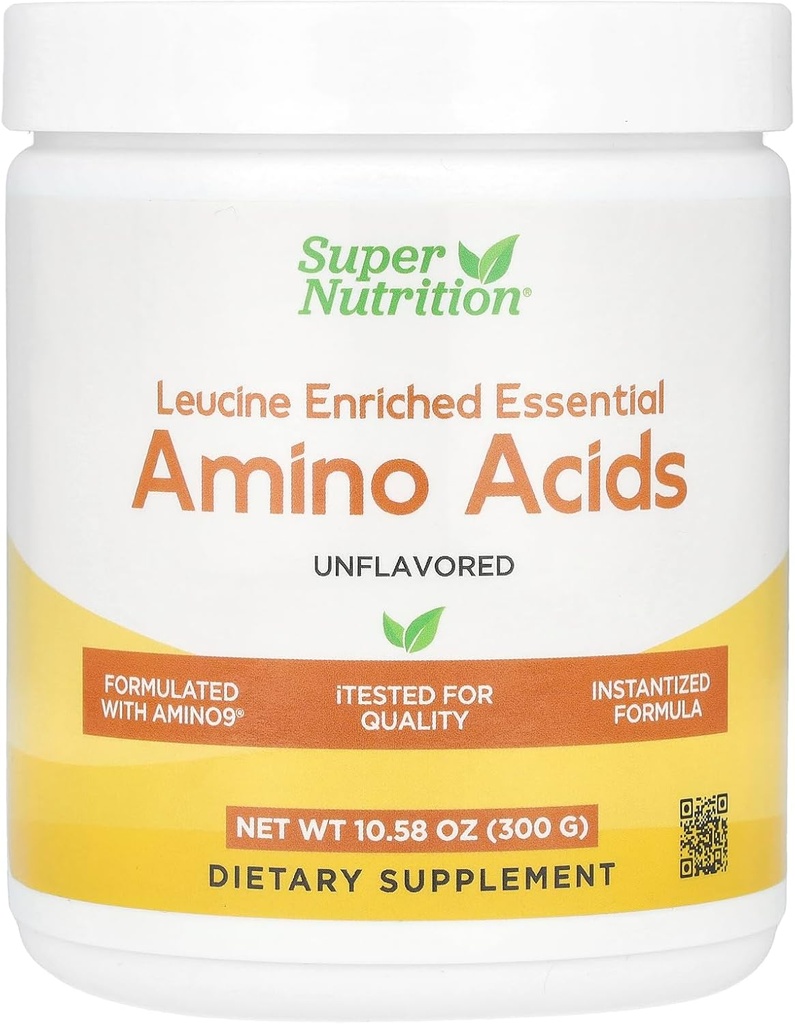 SuperNutricija Leucin Obogatene esencialne aminokisline z L-levcinom, L-lizinom, L-treoninom in L-izolevcinom, nearomatiziranim, 10,58 oz (300 g)
