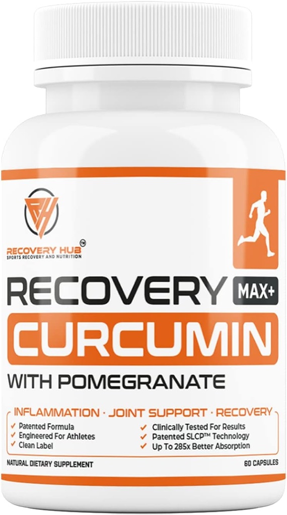 Recovery MAX+ Kurkuma/kurkumin dodatek - podpira srce, možgane, imunski sistem, sklepe, jetra, zdravje Colon – patentirana formula - do 285x Več Absorpcija - Gluten Free + Vegan - 60 kapsul