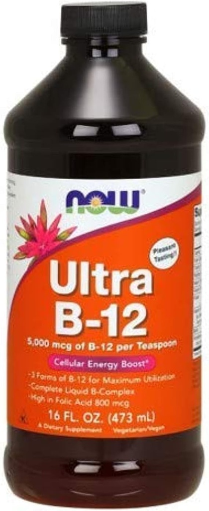 NOW Foods - Ultra B-12 Tekoča celična energija Boost 5000 mcg. - 16 oz. (2-Pack)