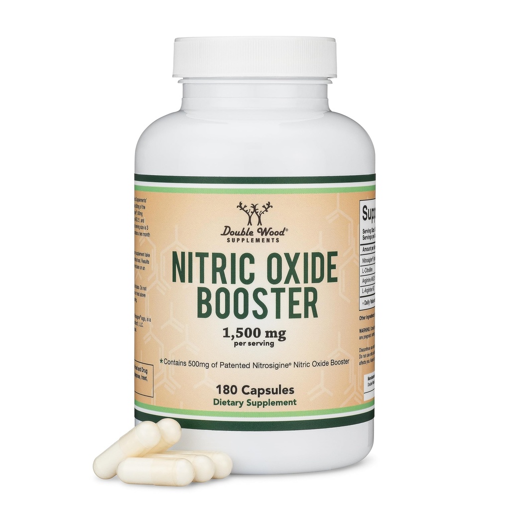 Dušikov oksid (Stim Free Pre Workout) - Dutric Oxide Booster z nitroziginom, L Arginin, in L Citrulin (Clinično Študiran za povečanje pretoka dušikovega oksida št. 2) 180 Kapsule z dvojnim lesom