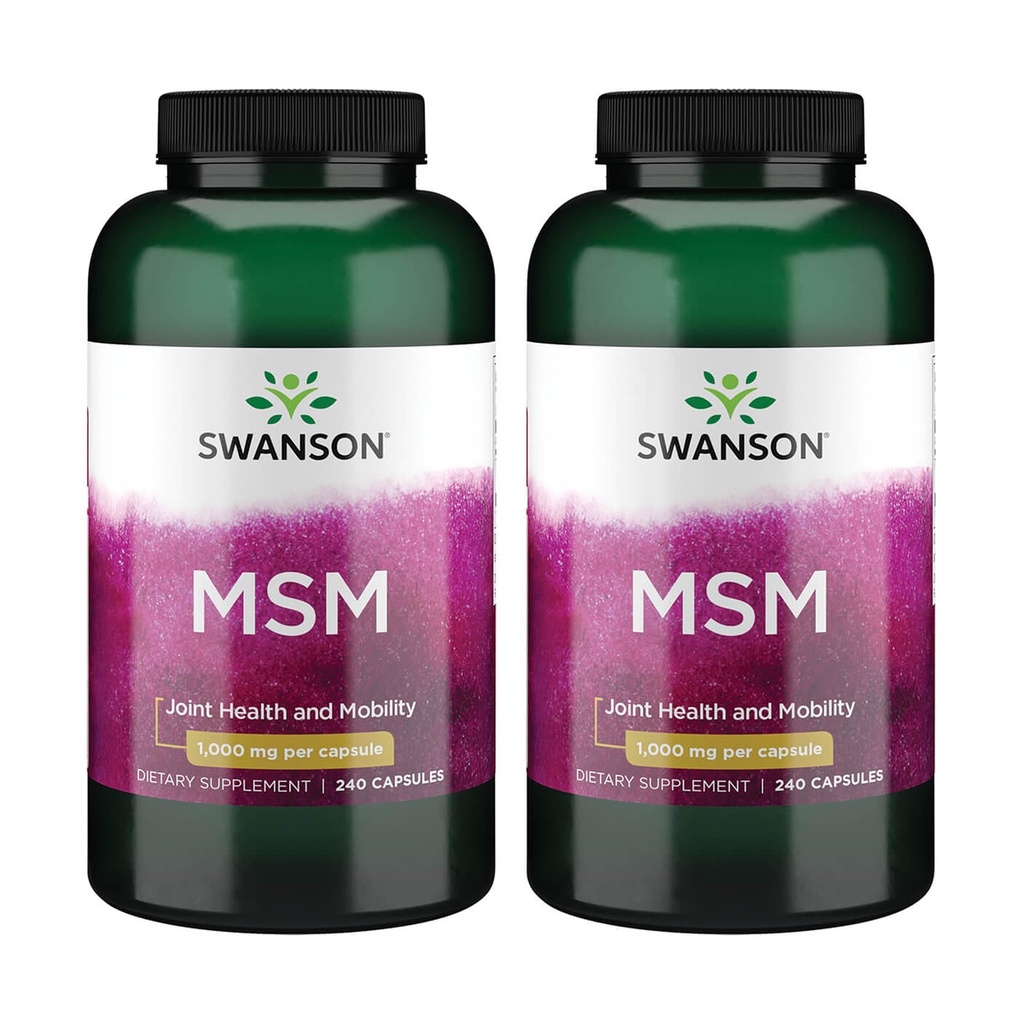 Swanson MSM - Essential Minerals Promocija mobilnosti in skupna zdravstvena podpora - Pomaga ohraniti povezano zdravje tkiva, vključno z kartilažo, kolagen, & las - (240 Kapsule, 1000mg vsak) 2 Pack