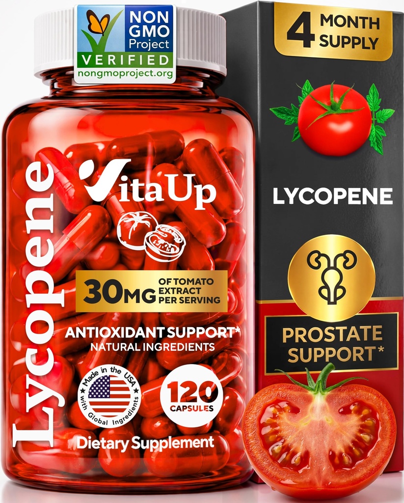 Likopen dopolnila za moške - ZDA Made Prostate dopolnila za moške z naravnim izvlečkom paradižnika - Non-GMO Lycopen dodatek za prostate, kožo in antioksidant podporo - 120 Count
