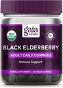 Gaia Herbs Black Elderberry Adult Daily Gummies - Delicious Immune Support dodatek - Izdelano z Certified Organic Black Elderberries za podporo imunskega sistema, 40 Gummies (20-dnevna oskrba)