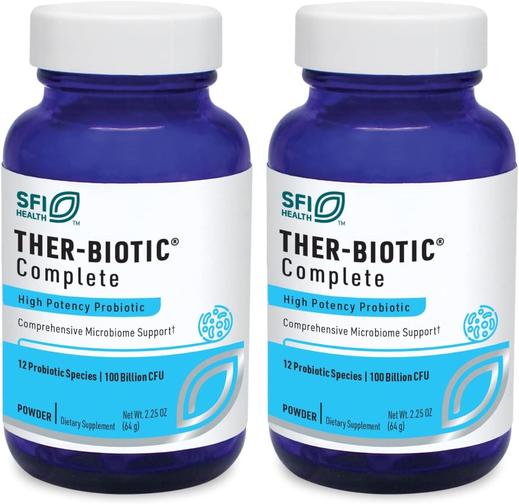 Klaire Labs SFI Health Ther-Biotic Complete Probiotic Powder - 100 milijard CFU - moški in ženski probiotiki za digestivno zdravje in imuno podporo - Dairy-free, Hypoallergenic (64g, 2 paket)