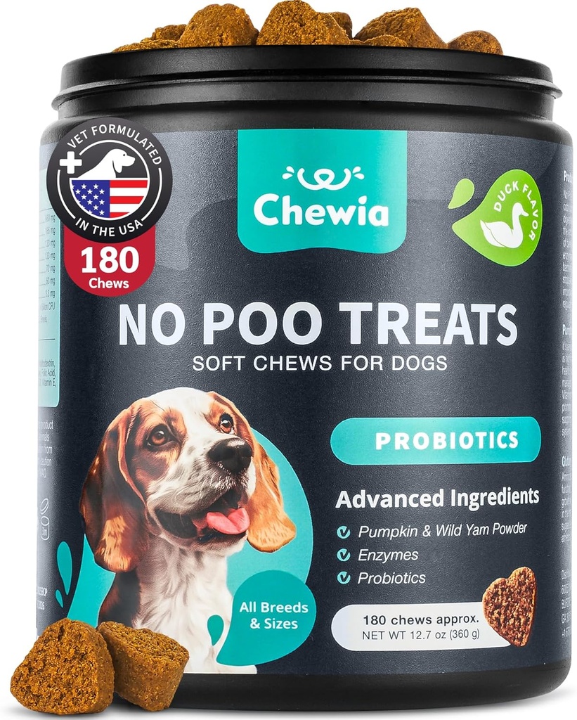 Ne Poo Žvečilni izdelki za pse - Probiotiki za prebavno zdravje z encimi - Coprophagia Deterrent - Pasji stool jemo Deterrent - Prebavni, zobni, črevni in imunski zdravje - Ne Poop Jedo