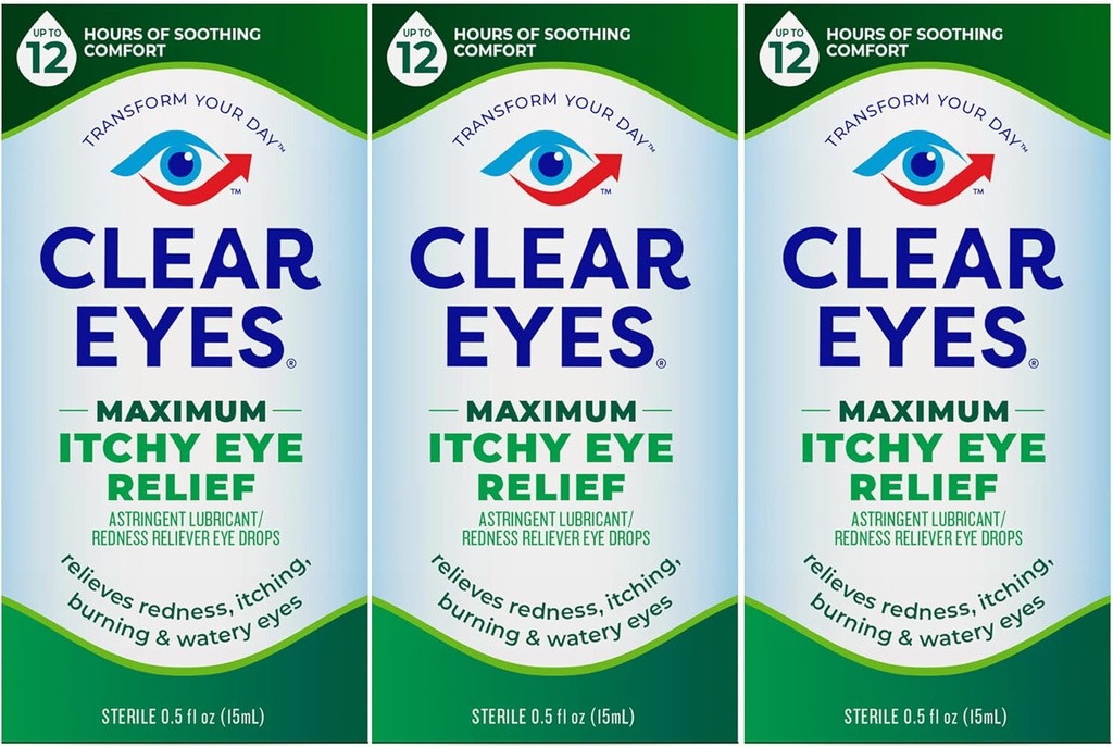 Clear Eyes maximum srbeče oči Relief oči kapljice, 0,5 Fl Oz (paket 3)