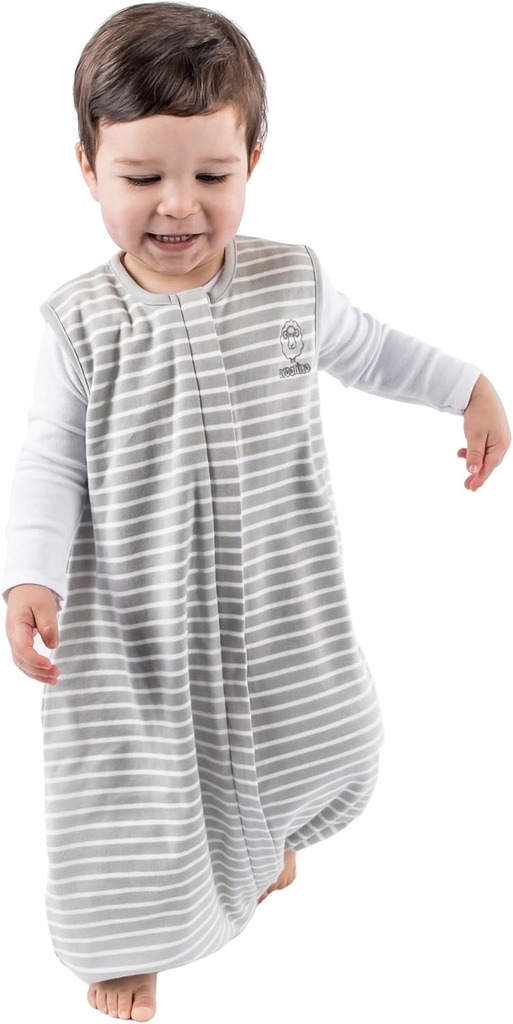 Woolino 4 Sezona Baby Sleep Bag z nogami, Merino Wool in Organic Cotton Walker Sleep Bag, Toddler Sleep Bag, 18-36m, Siva