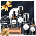 Beard rastni komplet - 7 Pc Kit, vključuje pranje, olje, balzam, Comb, darilni box komplet za moške