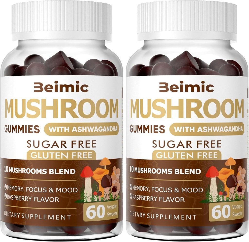 Gobe Gumies - 10x Gobe dopolnilo z Ashwagandha in Lions Mane (120 Chews) Nootropic Brain Supplement, Imunska podpora in Stress Relief (Pack z 2)