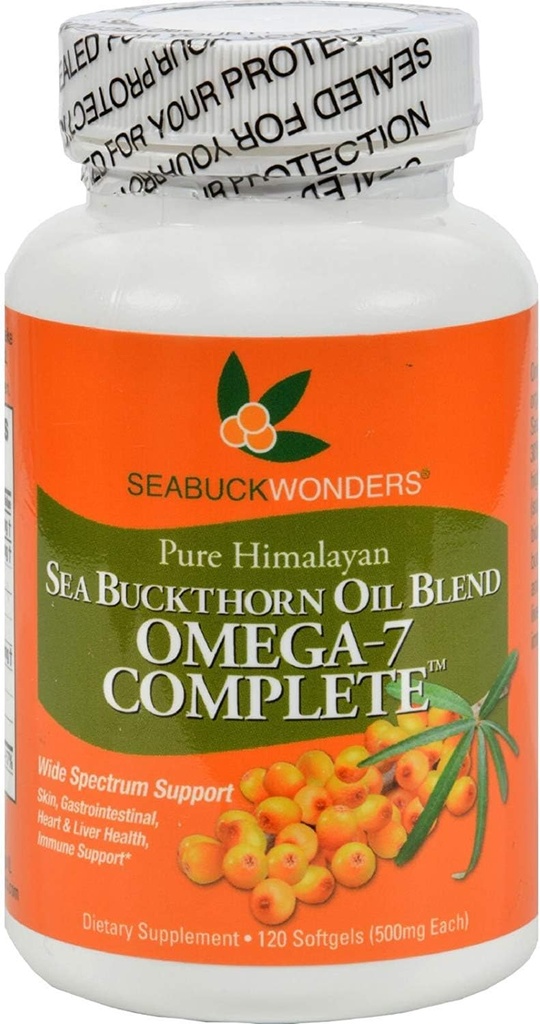 Seabuck Wonders Sea Buckthorn Oil Mešanica - 500 mg - Omega 7 Popolno - Gluten Free - 120 Softgels (Pack of 2)
