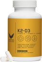 Visoka raven K2D3, vitamin K2 & D3 dodatek z bioperinsko črno papriko, dvokompleks za srce, kosti, imunske podpore, 5000 i.e. D3, 100 μg K2, vegetarijanec, 60 Veggie kapsul