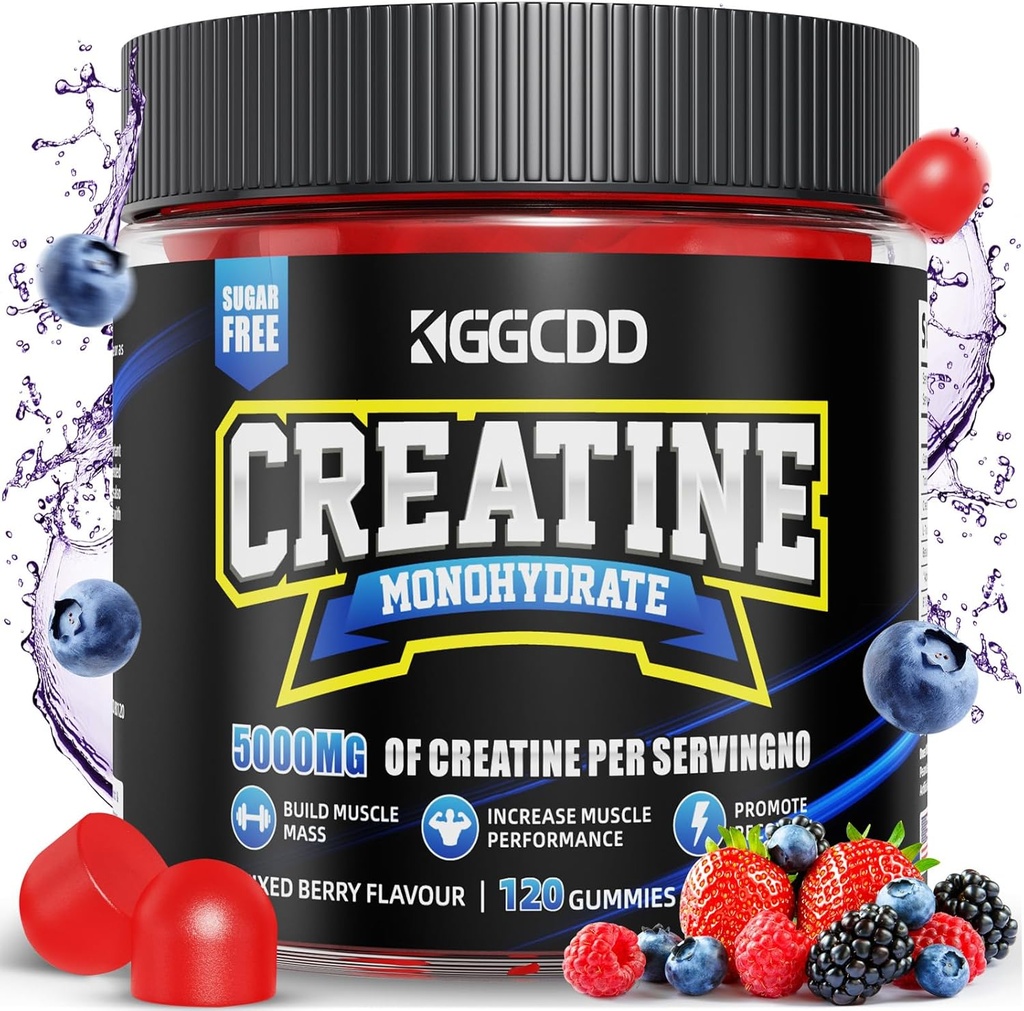 Kreatin monohidrat brez sladkorja, 5g kreatin monohidrata na obrok za mišično največjo moč, energijsko fokus vzdržljivost, kreatin dopolnila za ženske moške 120Count Mixed Berry