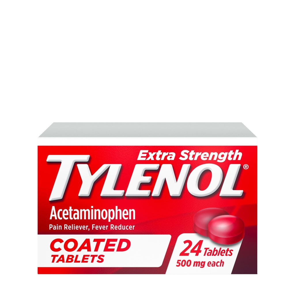 Tilenol Dodatna moč bolečina Reliever & Zvišana telesna temperatura Reduktor, okrogle obložene tablete, 500 mg Acetamofen bolečine tablete za lajšanje glavobola, zobobol in manjši Artritis bolečine, 24 ct